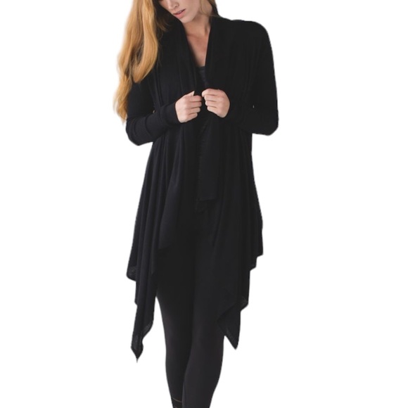lululemon athletica Sweaters - Lululemon | Universal Wrap Cardigan Sweater Knit Waterfall Front Black Size 4